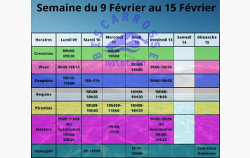 Horaires Vacances scolaire du 9 au 15 Février 2026